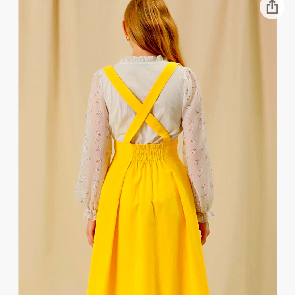 Allegra K Women's Suspender Braces Skirts Elastic Waist Overall size large